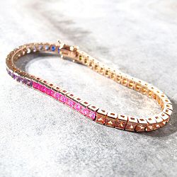 Bali Temples bracelet rainbow strass XL plaqu� or rose