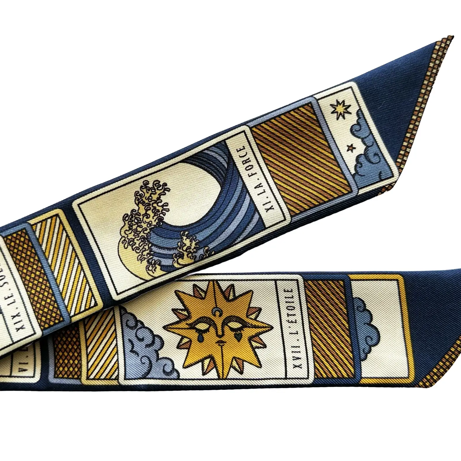Annee bandeau de soie Tarot bleu nuit made in France