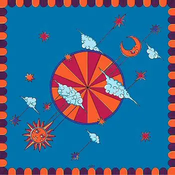 Annee carre de soie Cirque Lune Soleil Bandana 55cm bleu