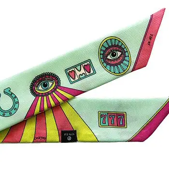 Annee bandeau de soie Luckyou aqua made in France