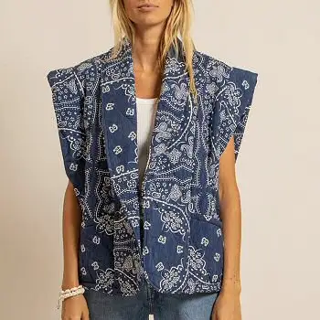 Aokyanos veste kimono Brooklyn sans manches bandana navy