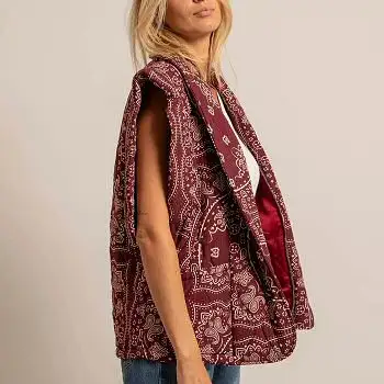 Aokyanos veste kimono Brooklyn sans manches bandana bordeaux
