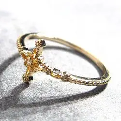 Bali Temples bague Croix clear gold strass