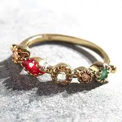 Bali Temples bague Griffe rainbow gold strass
