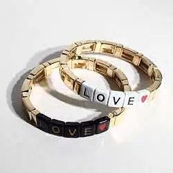 Bali Temples bracelet Ava LOVE noir gold