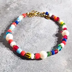 Bali Temples bracelet Bold perles de verre rainbow