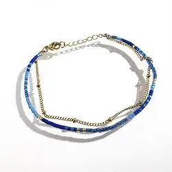 Bali Temples bracelet perles miyuki + chainette bleu