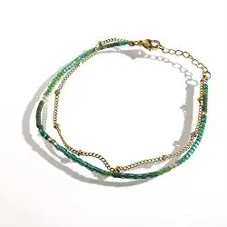 Bali Temples bracelet perles miyuki + chainette vert