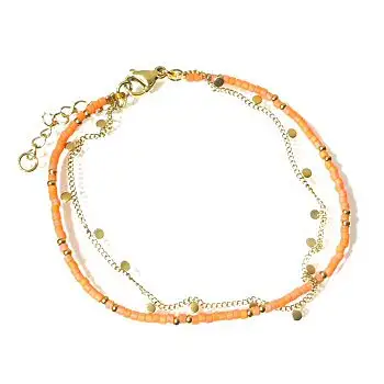 Bali Temples bracelet perles miyuki + chainette corail