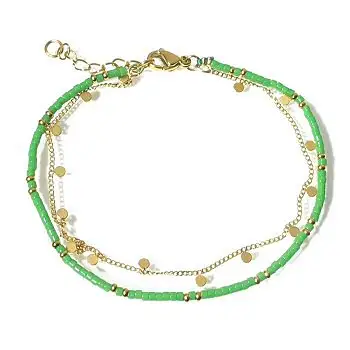 Bali Temples bracelet perles miyuki + chainette vert