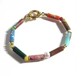 Bali Temples bracelet beads perles longues rainbow
