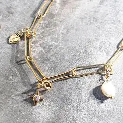 Bali Temples collier Forcat et charms gold dore