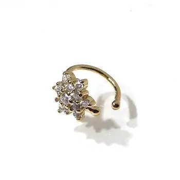 Bali Temples earcuff Star New strass clear gold plaque or