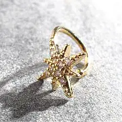 Bali Temples earcuff Star strass clear gold plaque or