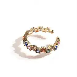 Bali Temples earcuff pave Square strass rainbow gold