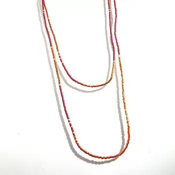 Bali Temples Sautoir perles miyuki rouge glitter