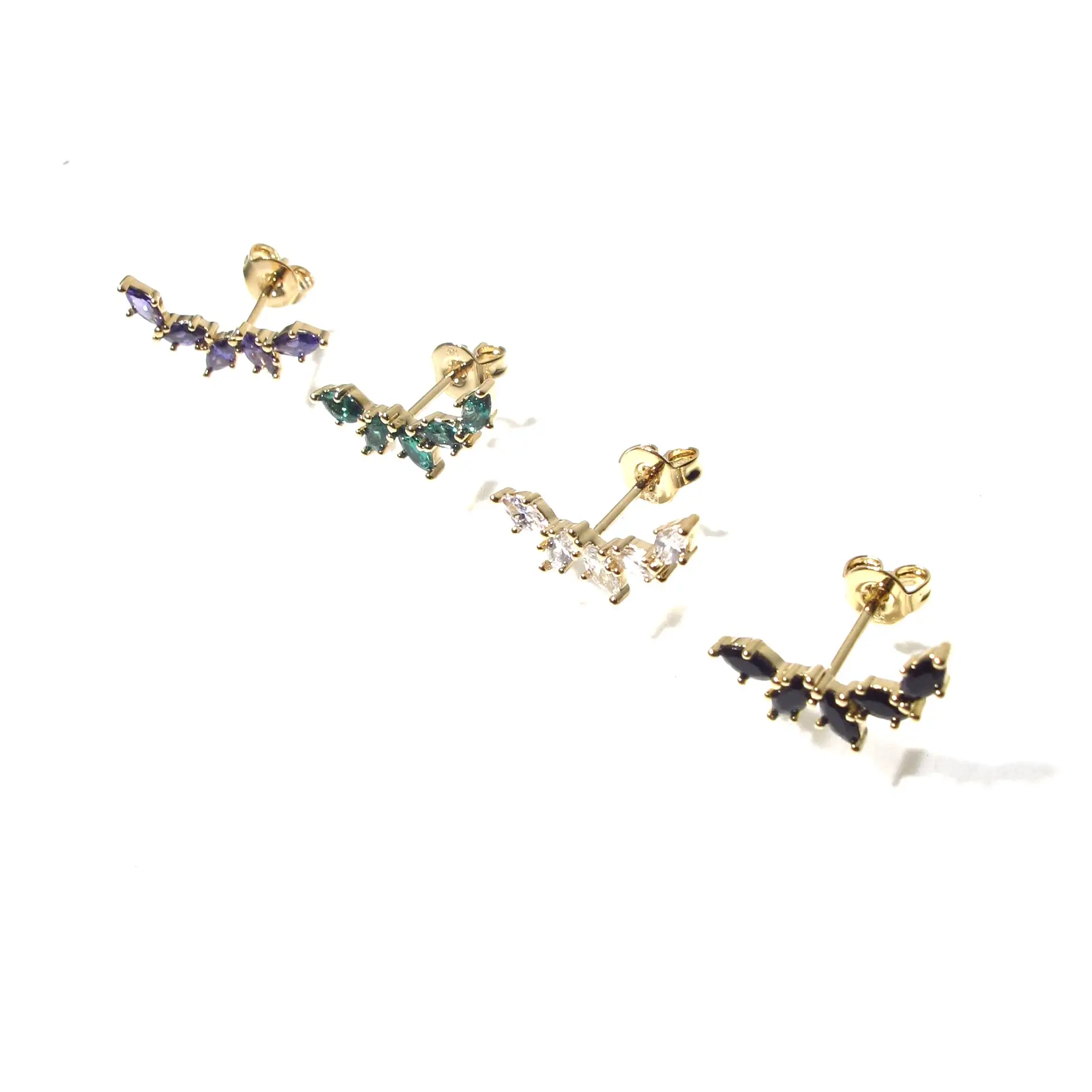 Bali Temples stud Five gold plaque or strass