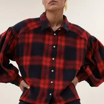 By Bar blouse à carreaux Sarah red poppycheck