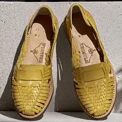 Chamula sandales cuir tresse jaune Brasilia made in mexico