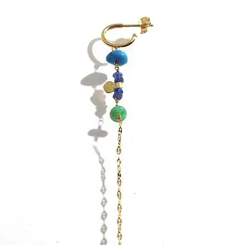Fotini Psarouli boucle pendante creole solo Turquoise or 18k