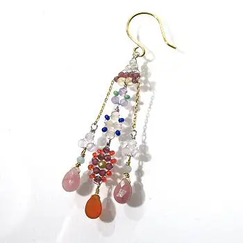 Fourbi de Capucine boucle solo Mobile Trio Flower cornaline rhodochrosite A30