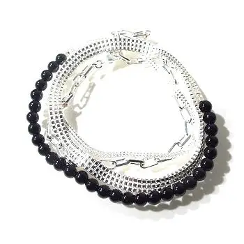 Laurence Soulat bracelet Skin argent onyx pearls