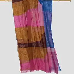 Lovat et Green foulard en laine Zimmer rose et moutarde