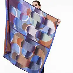 Ma Poesie foulard 100% soie Arcadie reversible bleu