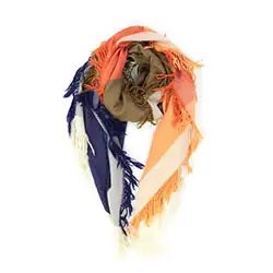 Ma Poesie foulard laine graphique orange kaki Susie