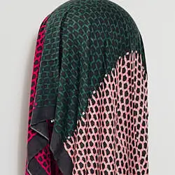 Mii foulard laine soie Maille tisse main color rose