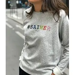 Mimilamour Sweat hashtag SAIMER gris chine