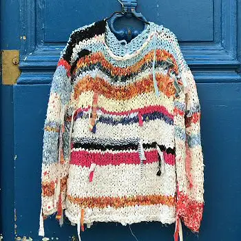 Mirco Gaspari pull tricote main ucycling ciel rose