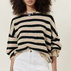Sessun pull maille rayure Ness sandblack