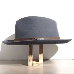 Stetson chapeau Fedora gris feutre furflet galon cuir marron