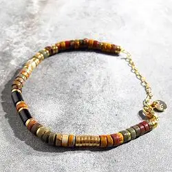 Vadi bracelet perles Jaspe brun et onyx Sankar