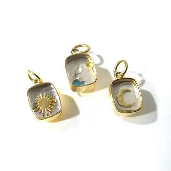 Vadi jewels charm Rectangle Lucky citrine cristal quartz onyx