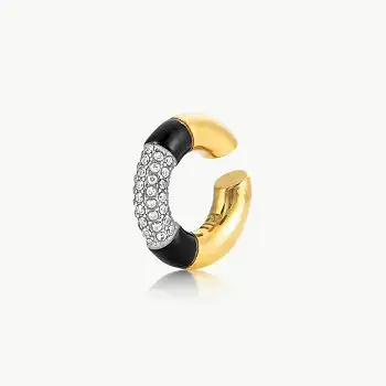 Y Paris earcuff Lana black gold strass